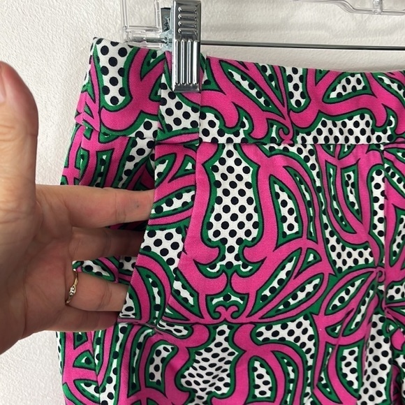 J. Crew Factory City Short Women's 4 Pink & Green Mod Print Side Zip Inseam 5" - Picture 7 of 12